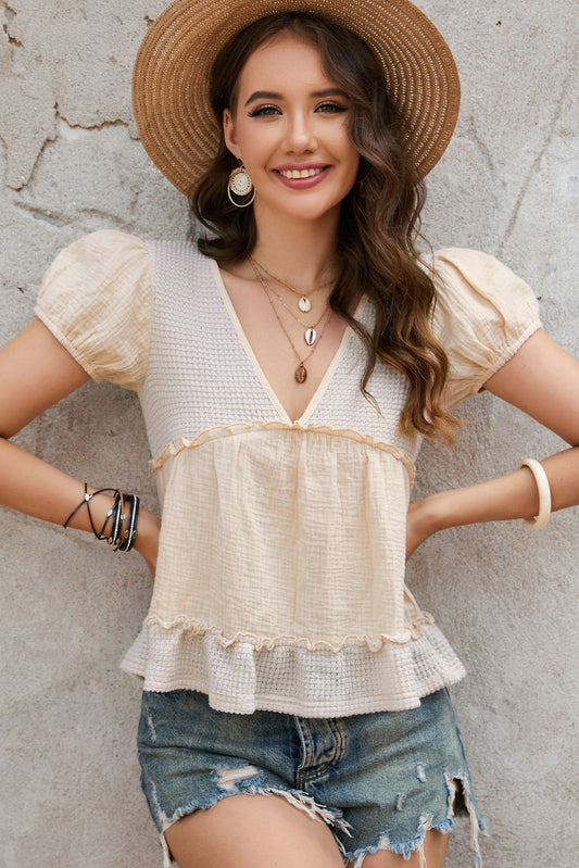 Frill Trim Babydoll Blouse