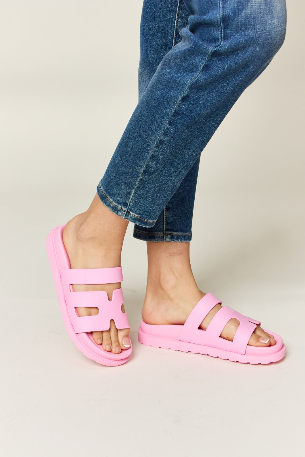 Cutout Open Toe Flat Sandals