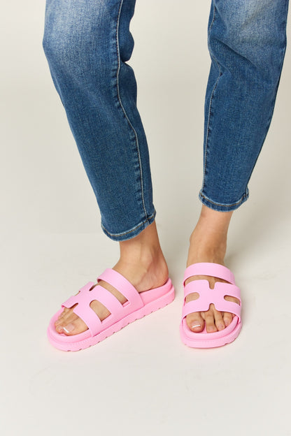 Cutout Open Toe Flat Sandals