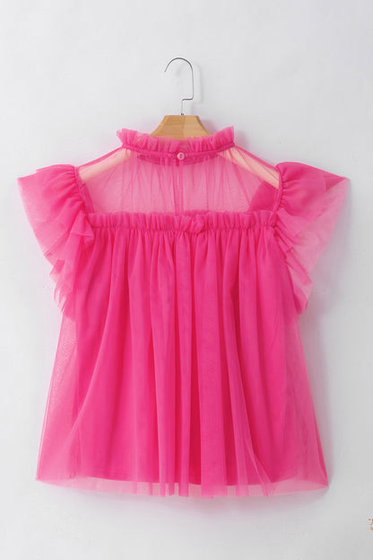 Ruffled Mock Neck Frill Blouse