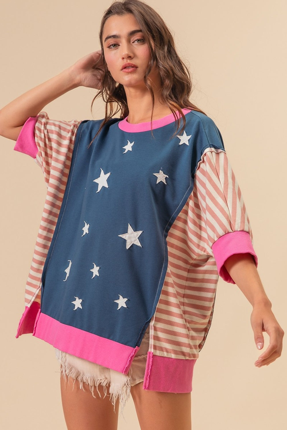 Flag Star Patchwork Crewneck Tee