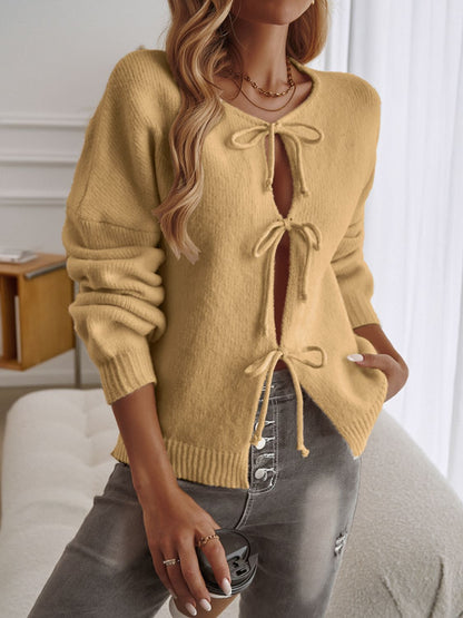 Devine Tied Dropped Shoulder Cardigan Sweater