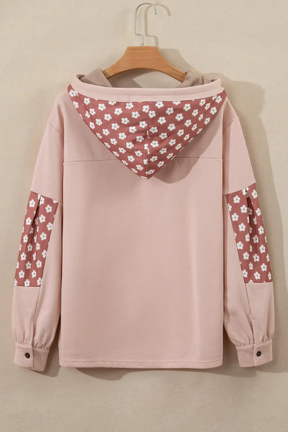 Drawstring Star Patchwork Long Sleeve Hoodie