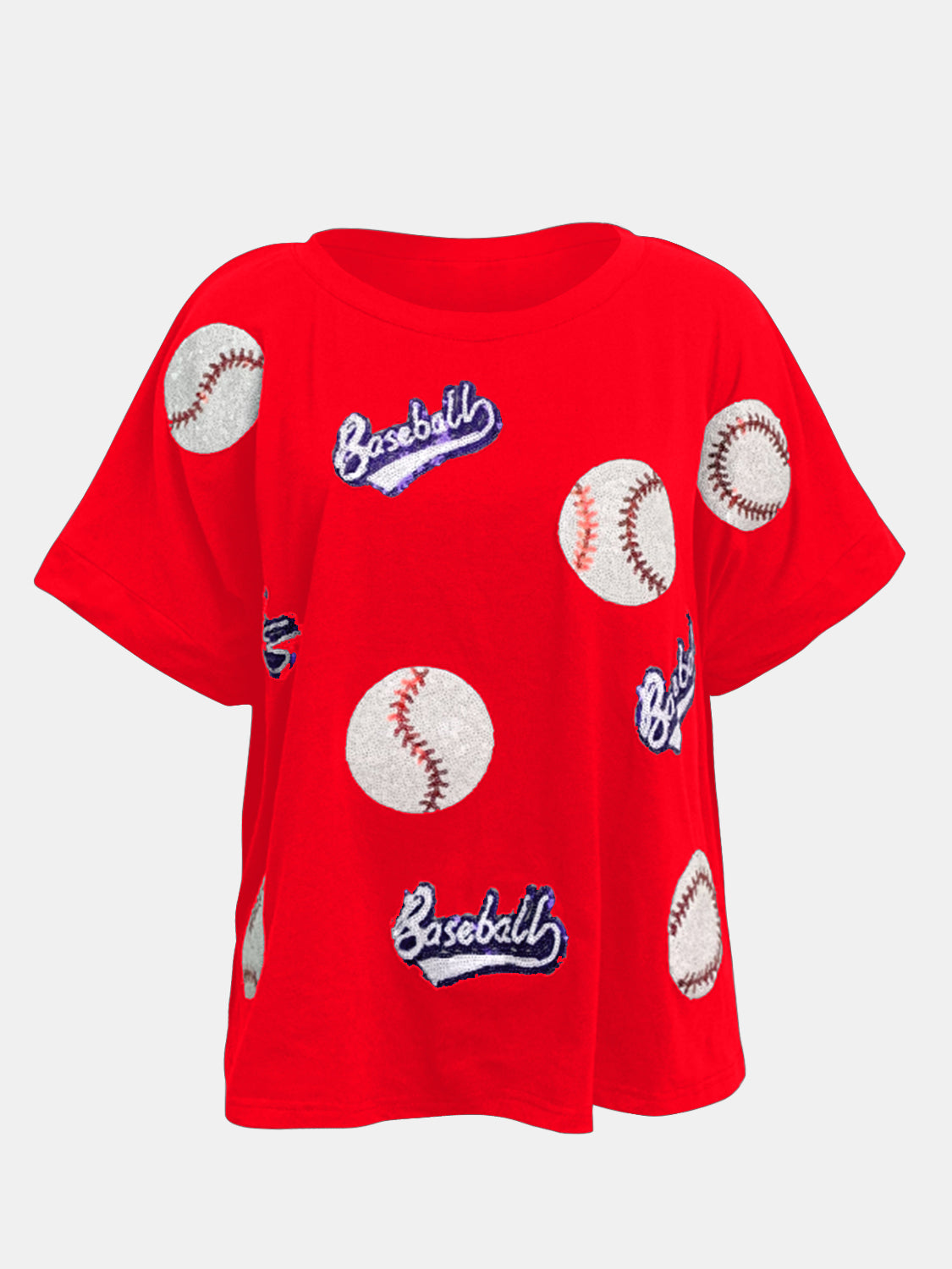 Sequin Baseball Half Sleeve Tee