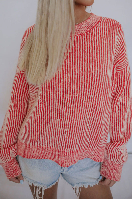 Round Neck Ribbed Sweater