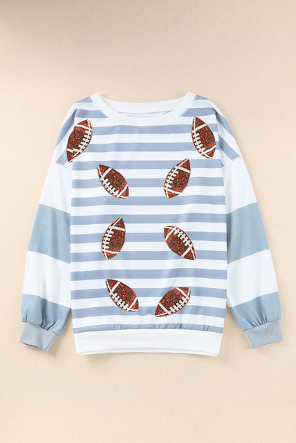 Football Striped Crewneck Sweatshirt