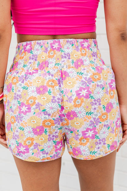 Printed High Waist Athletic Shorts