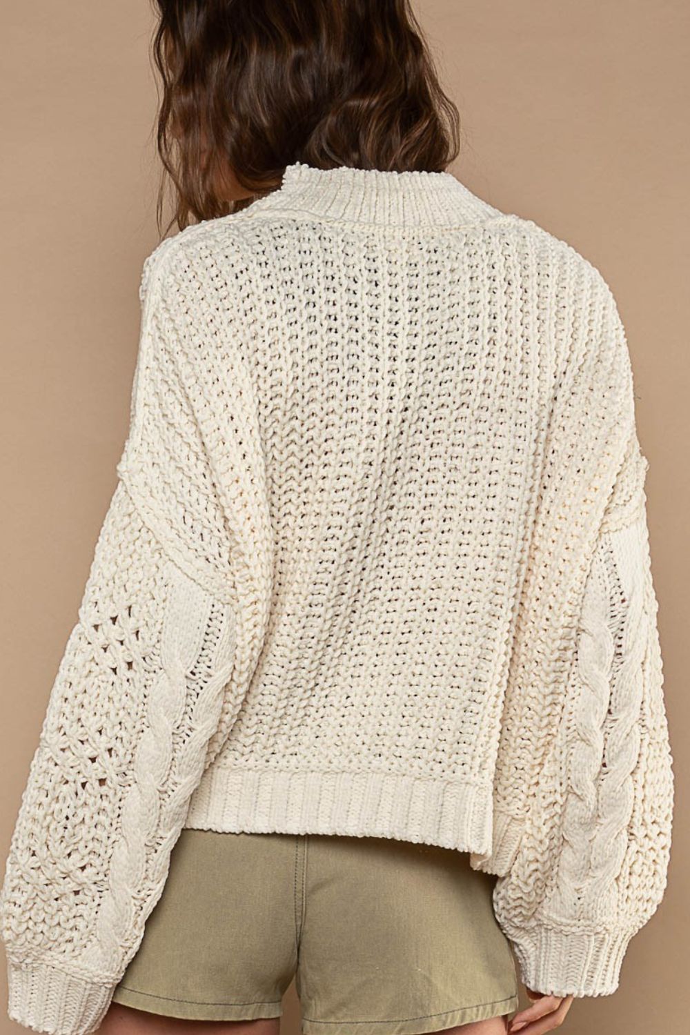 Mock Neck Cable Knit Sweater