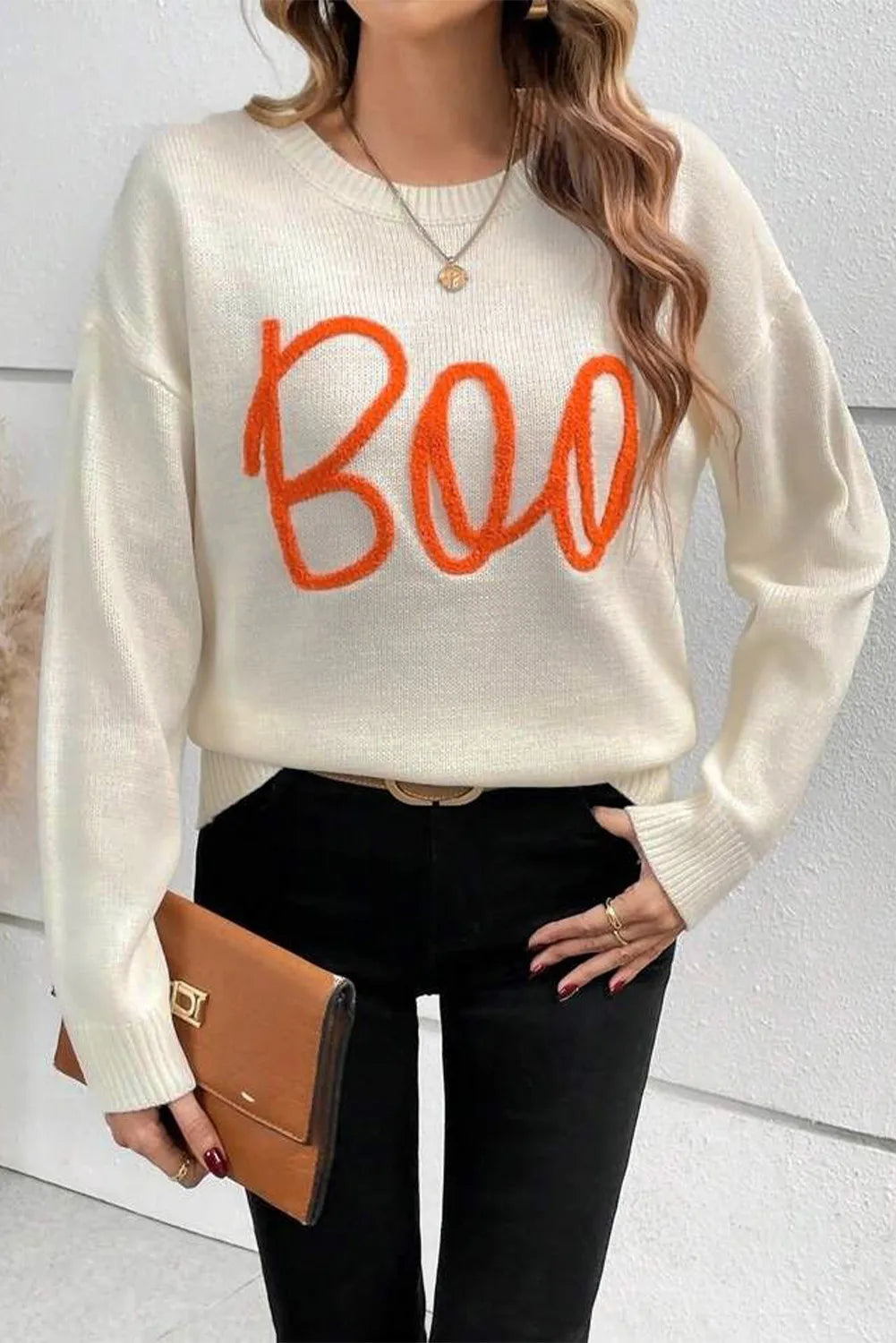 BOO Long Sleeve Festive Sweater