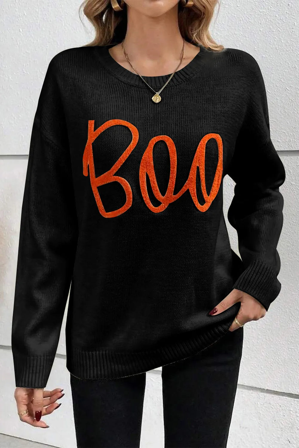 BOO Long Sleeve Festive Sweater