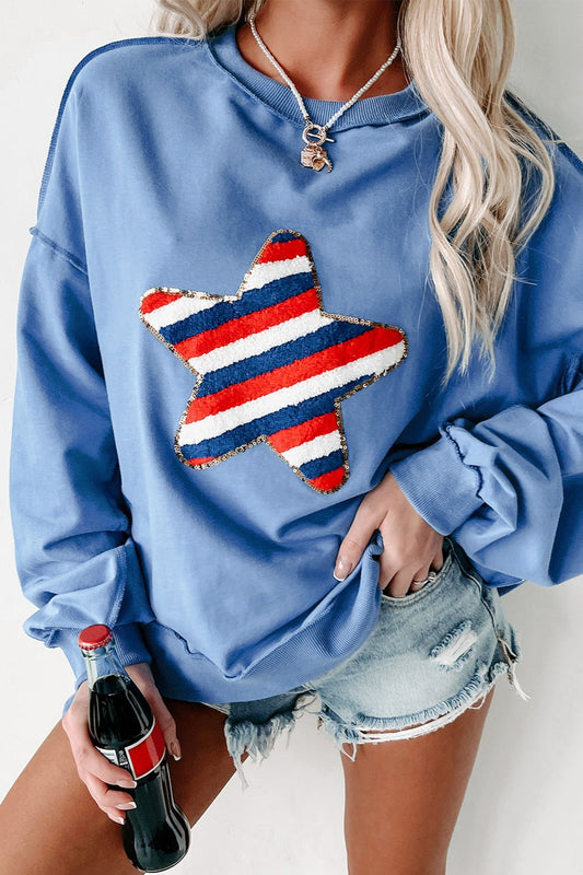 Exposed Seam Star Crewneck Sweatshirt