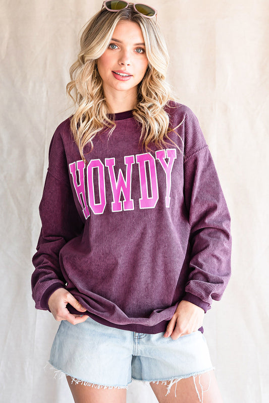 HOWDY Graphic Ribbed Sweatshirt