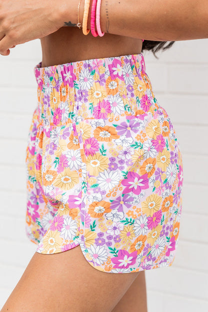 Printed High Waist Athletic Shorts