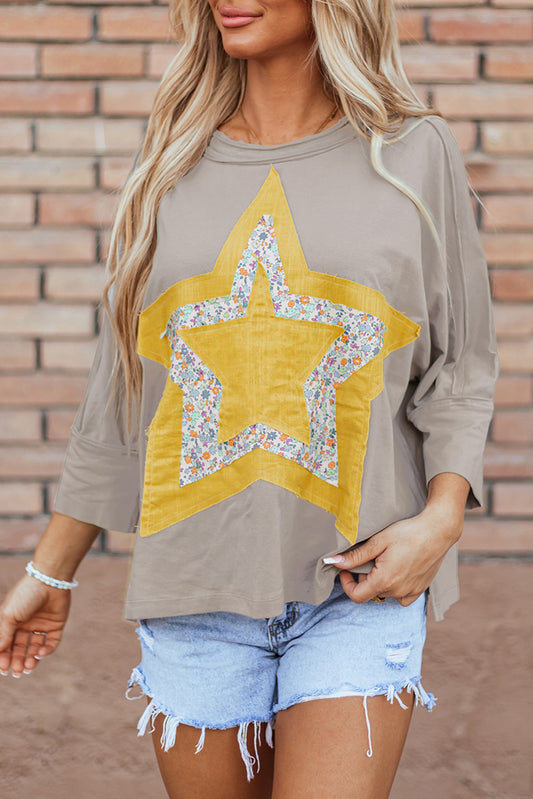 Star Patchwork Mid-Length Sleeve Tee