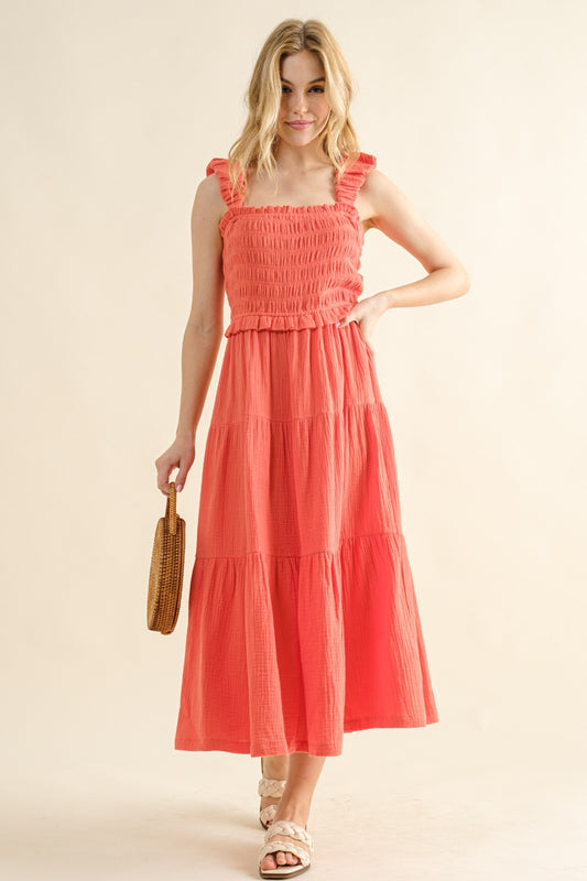 Smocked Ruffled Frilled Dress