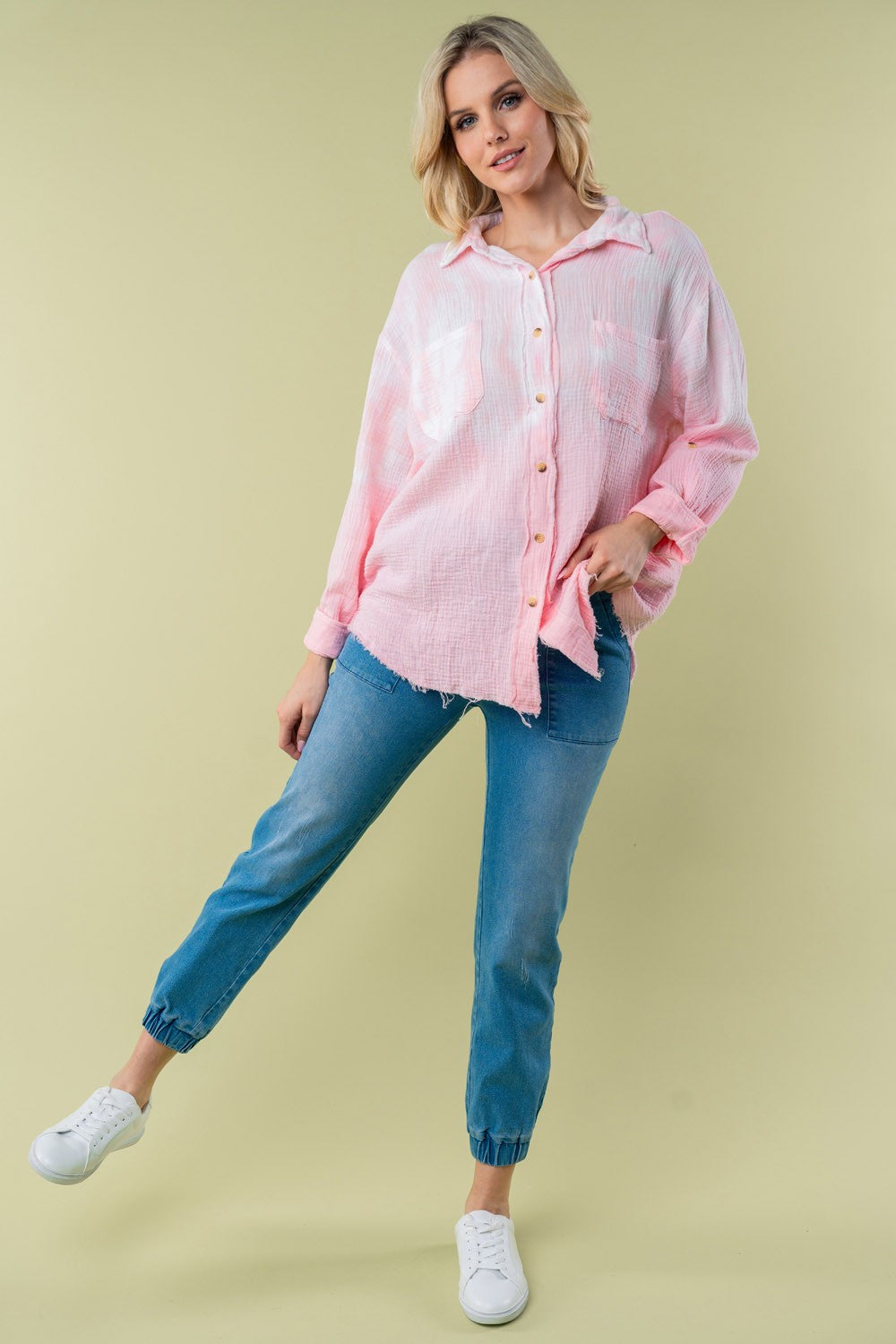 Long Sleeve Washed Buttoned Shirt