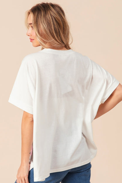 Sequin Bow Patch Short Sleeve Tee