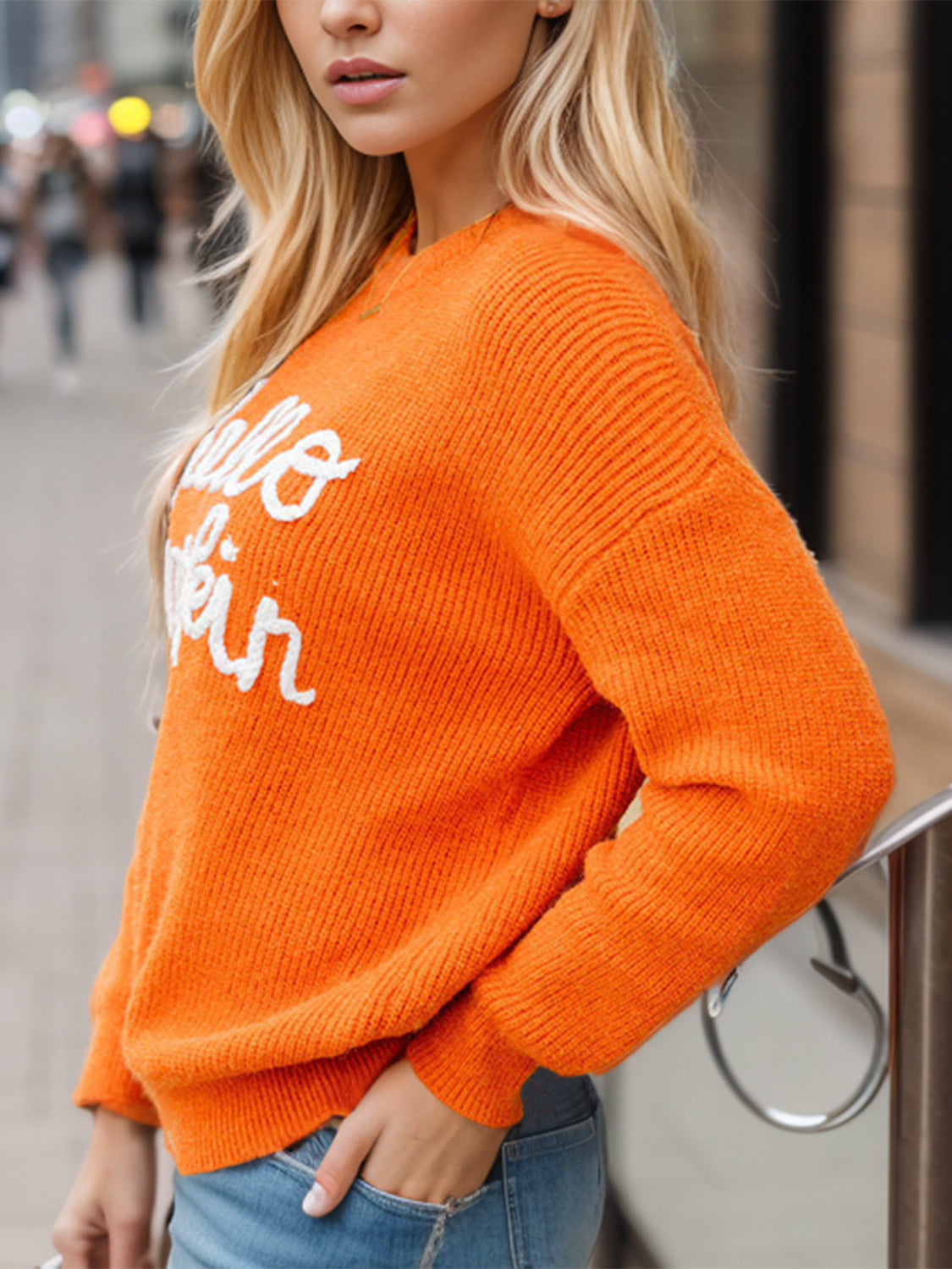 HELLO PUMPKIN Festive Embroidered Sweater