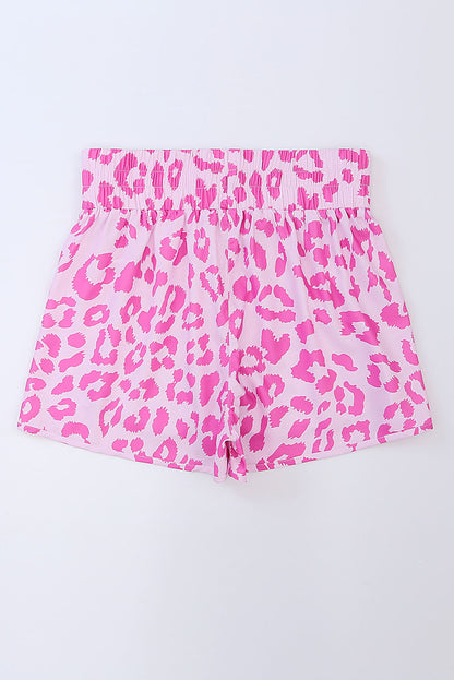 Athletic Leopard Elastic Waist Shorts