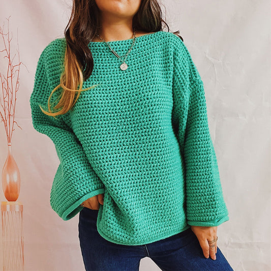 Openwork Chunky Long Sleeve Sweater