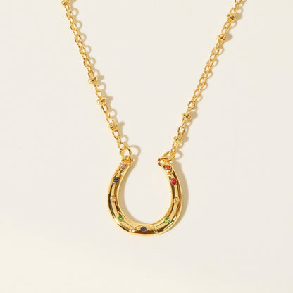 Zircon 18K Gold-Plated U Shape Pendant Necklace