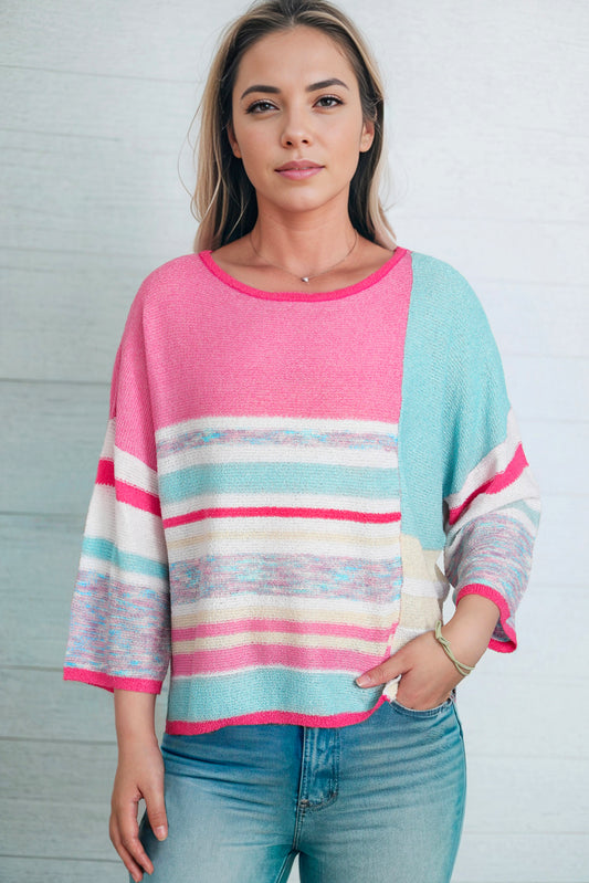 Striped Color Block Pullover Sweater