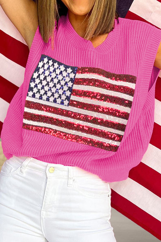 Sequin US Flag Sweater Vest