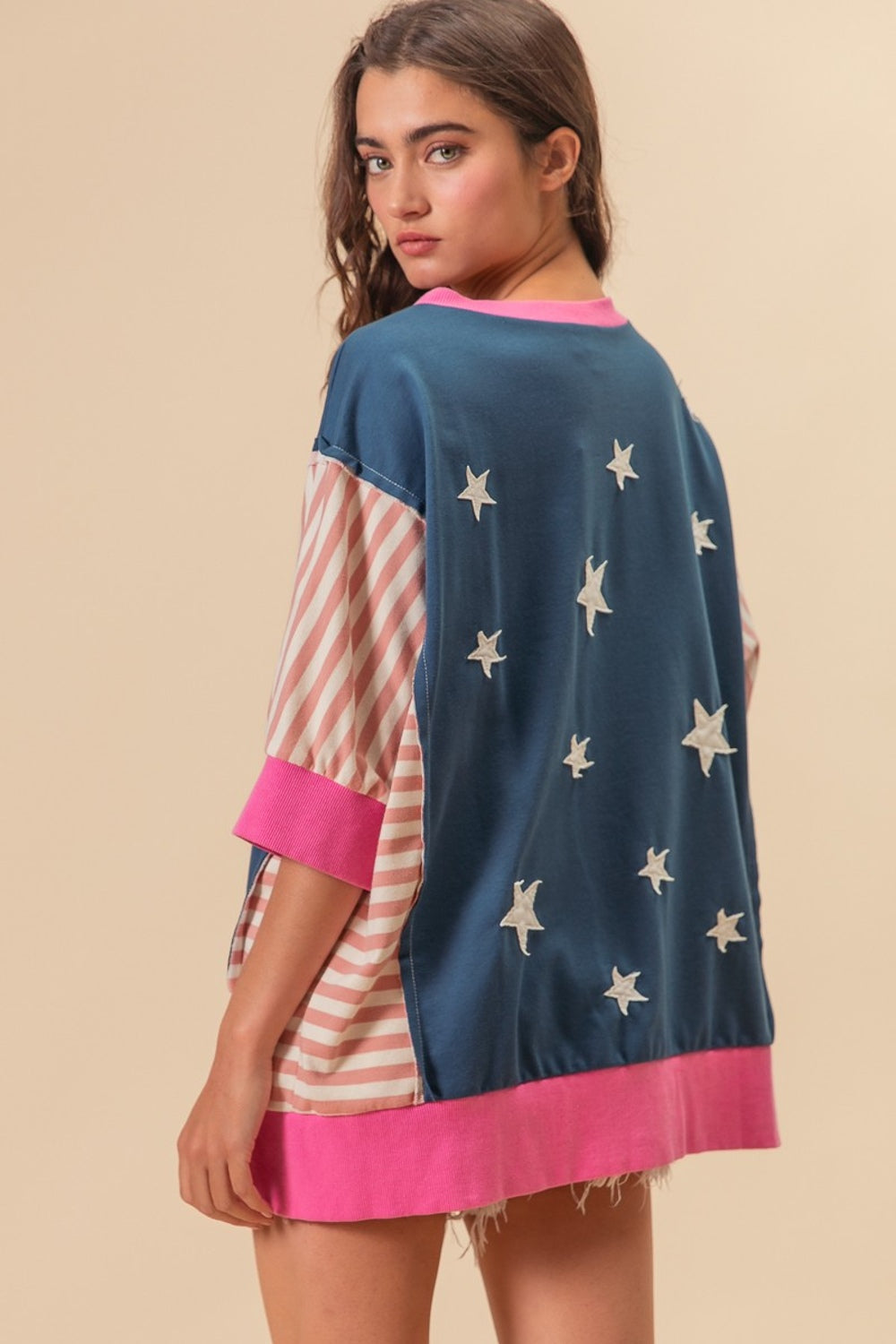 Flag Star Patchwork Crewneck Tee