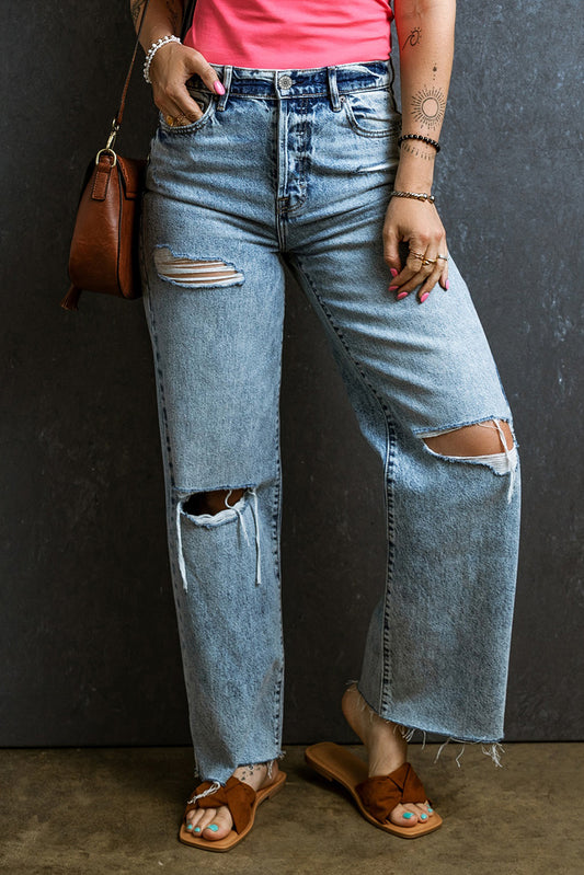 Raw Hem Straight Jeans