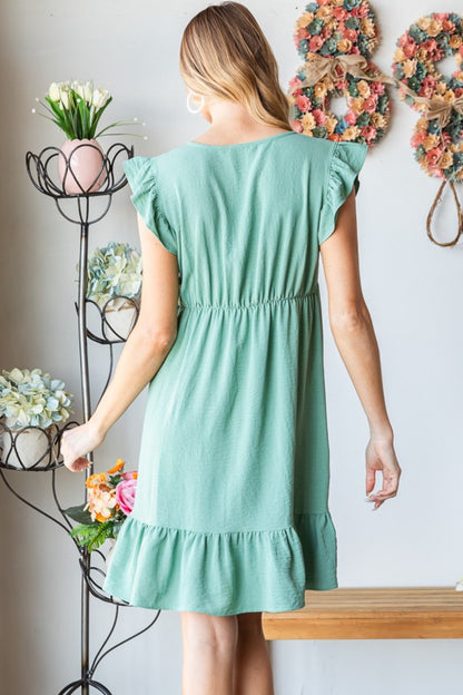 Short Sleeve Ruffled Hem Dress