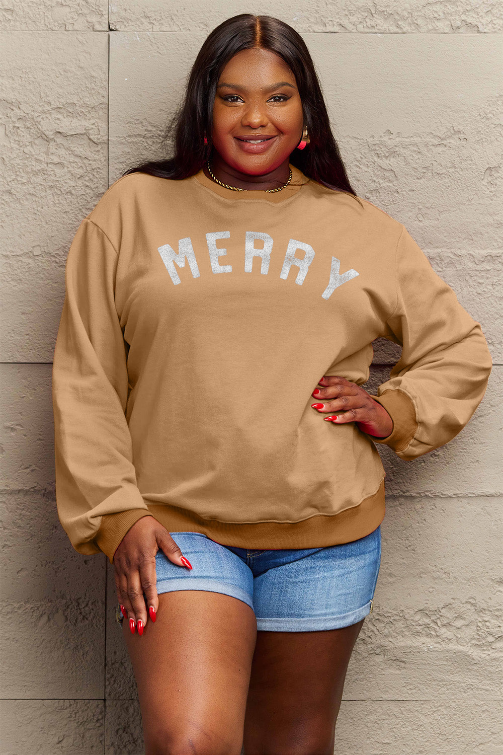 MERRY Metallic Graphic Crewneck Sweatshirt