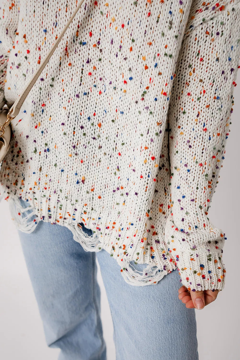 Confetti Fringe Wide Neck Sweater