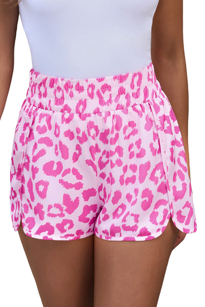 Athletic Leopard Elastic Waist Shorts