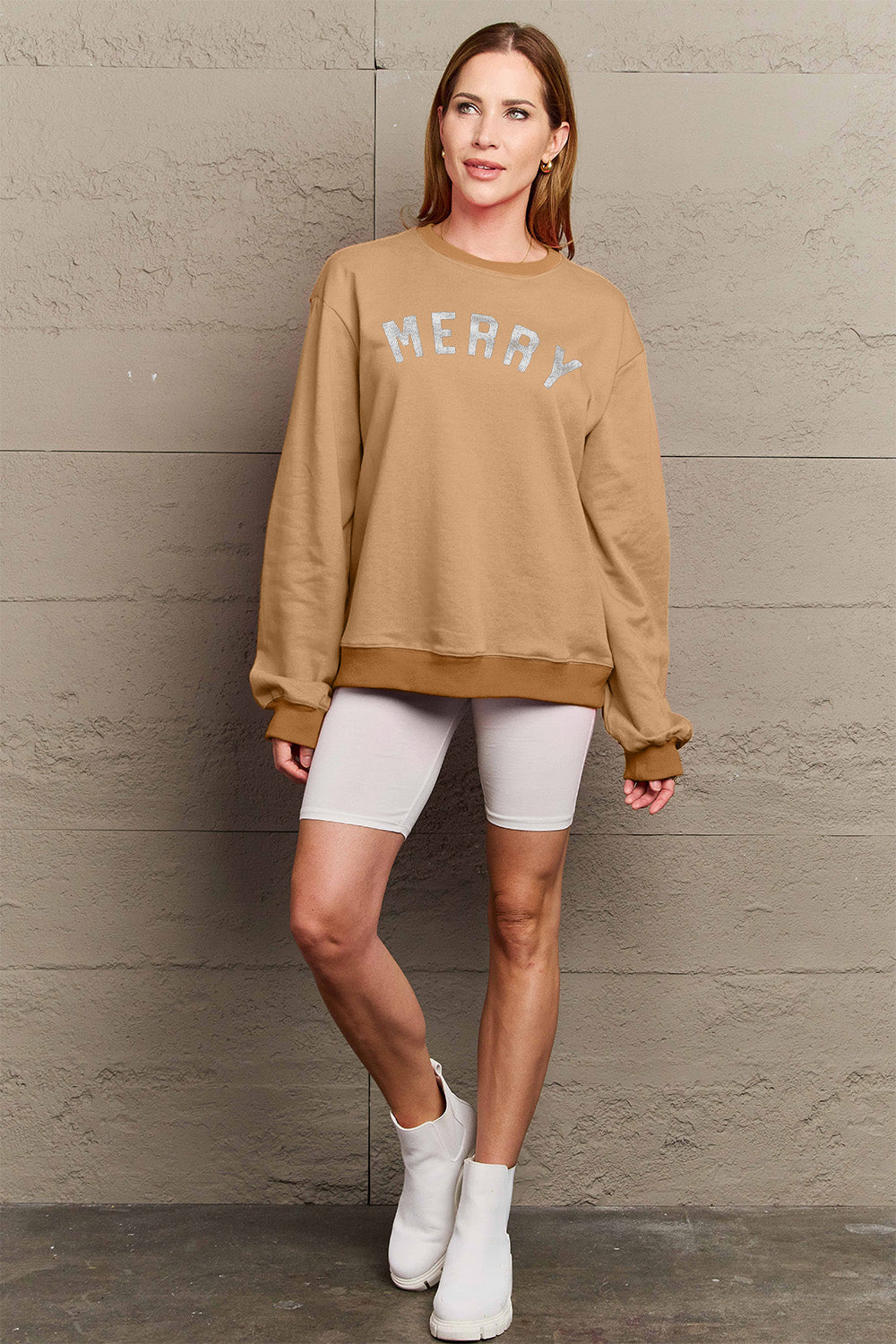 MERRY Metallic Graphic Crewneck Sweatshirt