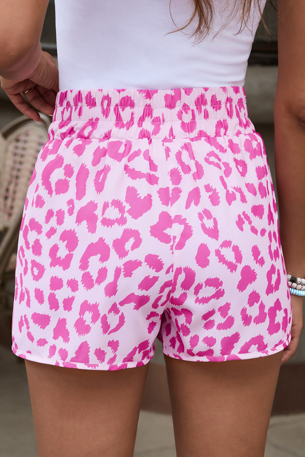 Athletic Leopard Elastic Waist Shorts