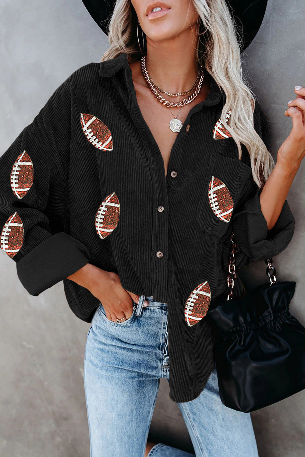 Buttoned Sequin Footballs Jacket