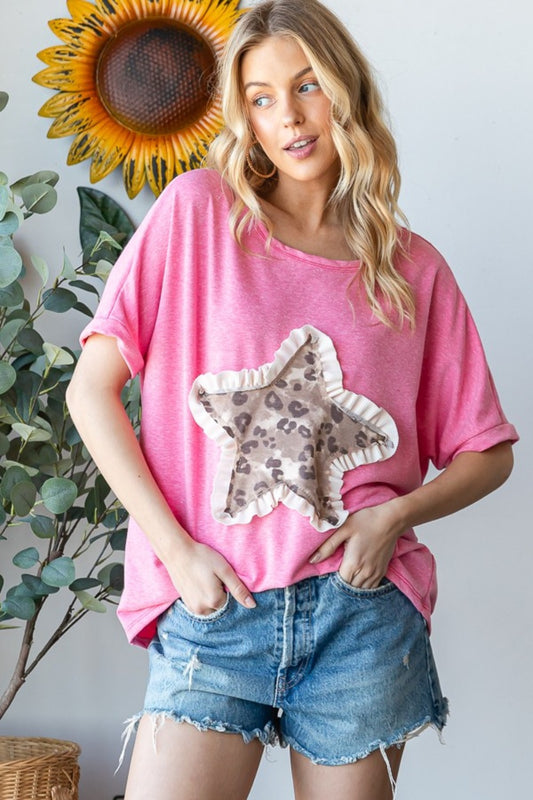 Leopard Star Patchwork Tee