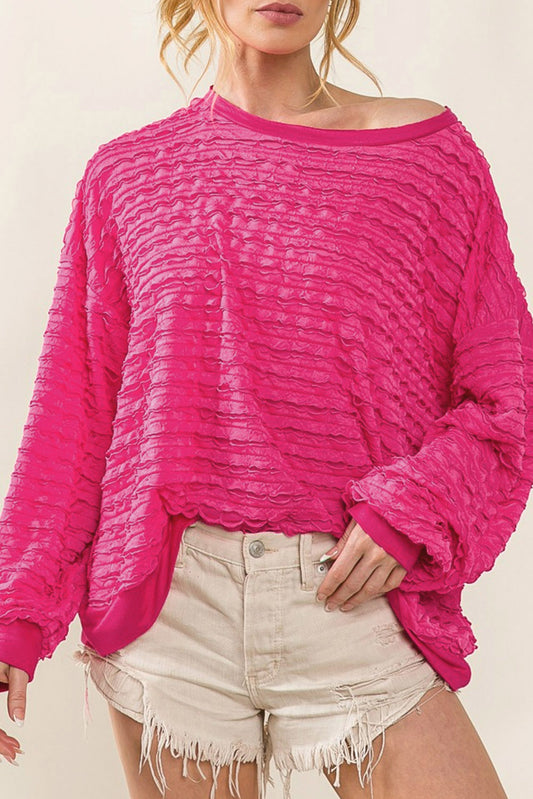 Textured Wide Neck Top