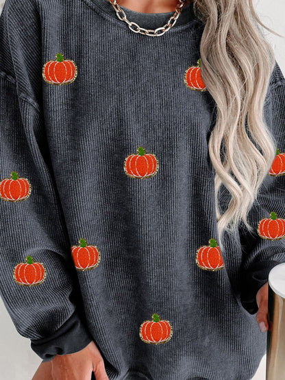 Washed Corduroy Pumpkin Crewneck