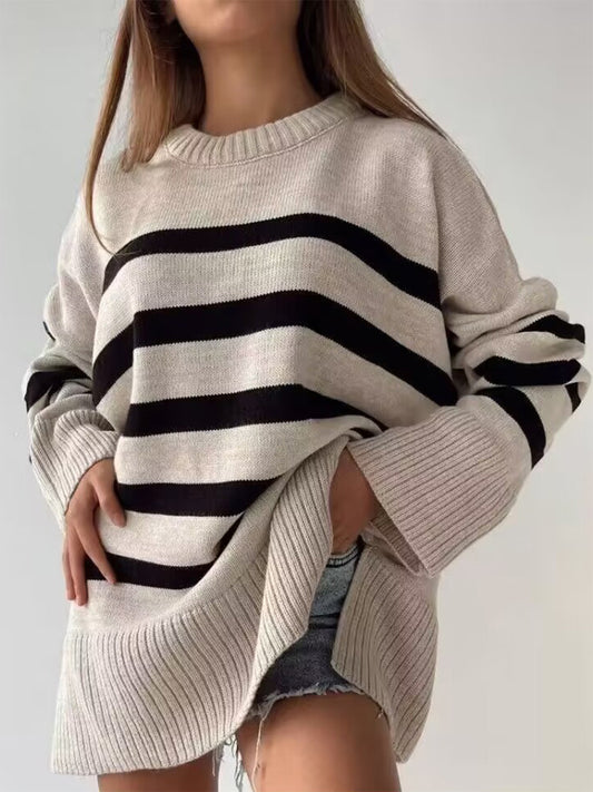 Slit Striped Sweater