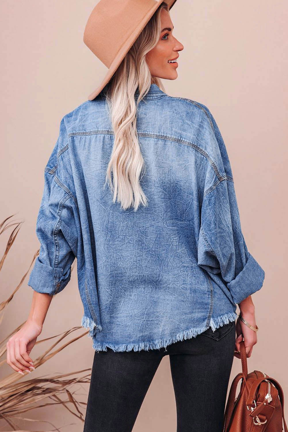 Raw Hem Sequin Football Denim Jacket