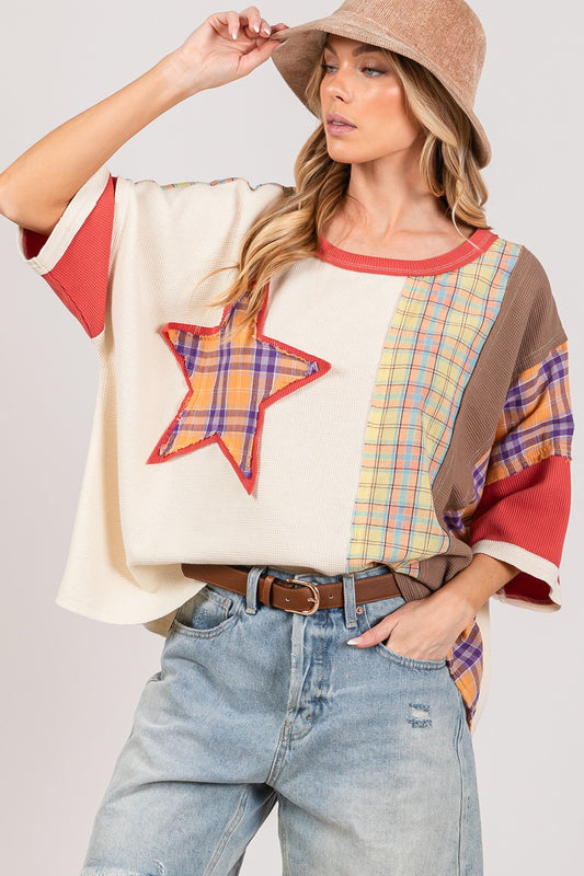 Patchwork Half Sleeve Color block Tee