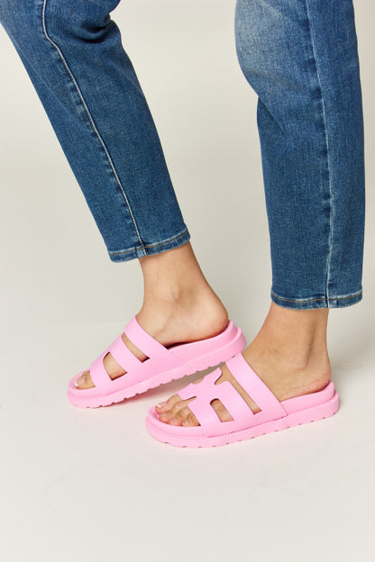 Cutout Open Toe Flat Sandals