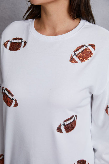 Football Sequin Patch Crewneck Sweatshirt