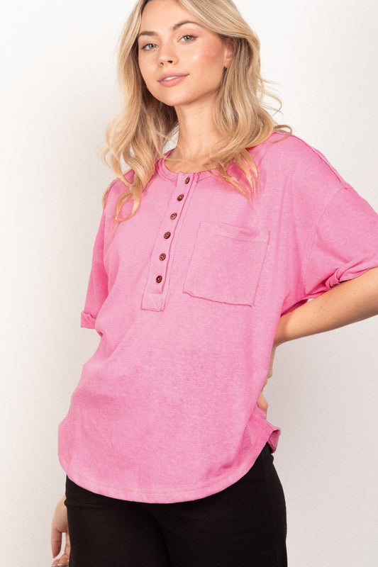 Henley Half Sleeve Buttoned Tee