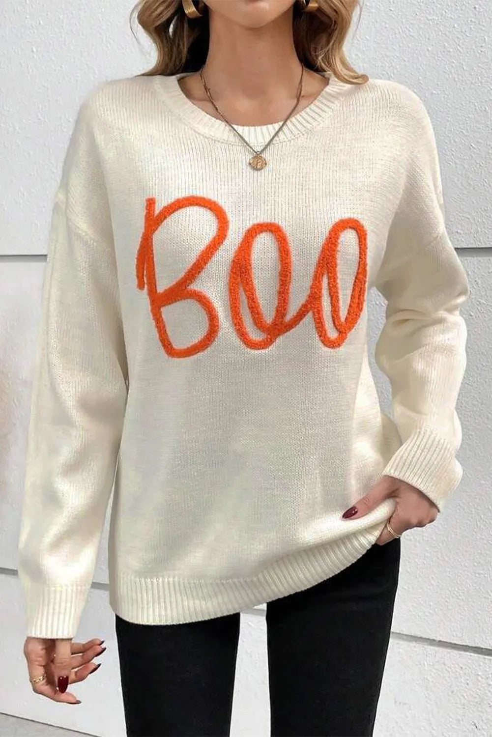 BOO Long Sleeve Festive Sweater