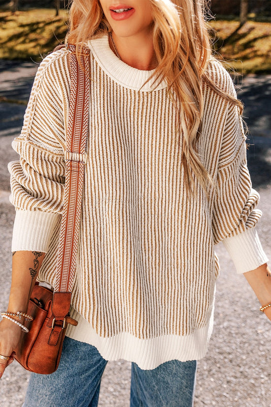 Ribbed Round Neck Sweater