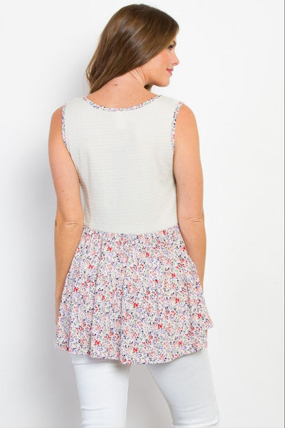 Floral Peplum Sleeveless Top