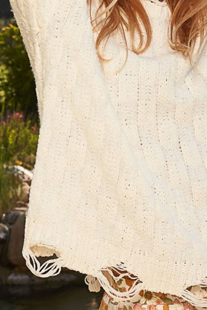 Distressed Frill Edge Sweater