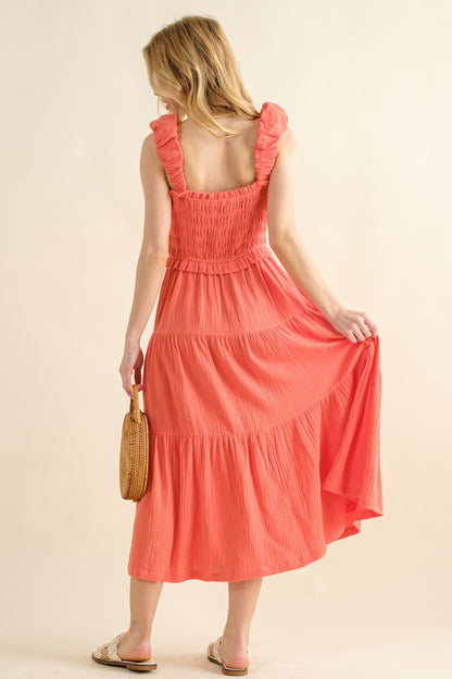 Smocked Ruffled Frilled Dress